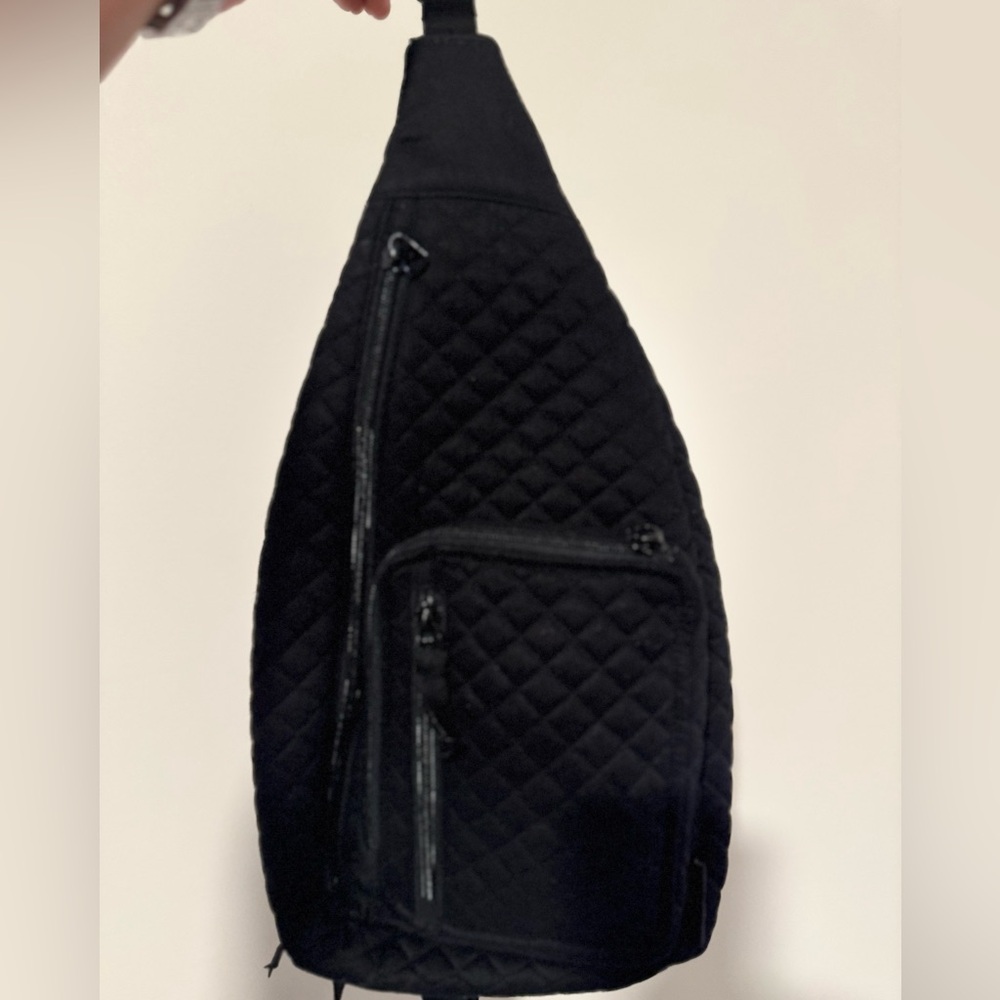Vera Bradley Black Quilted Cotton Sling Backpack